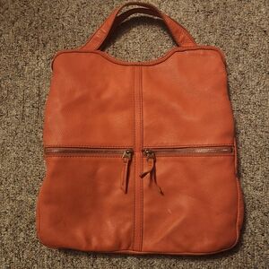 Fossil Erin Foldover Crossbody Bag Coral Colored